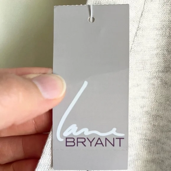 NWT Lane Bryant Grey Knit V- Neck Kimono Sleeve Mixed Media Sheer Top Sz… - Picture 12 of 13